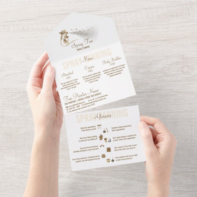 Invitation Tout En Un Service de bronzage Spray - Tarification (Déchirure)