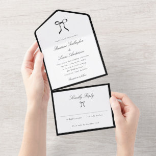 Invitation Tout En Un Simple Bow Mariage Classique