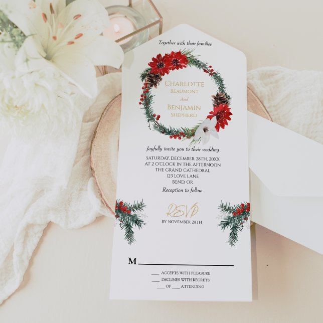 Invitation Tout En Un Simple classique Noël Mariage formel (Créateur téléchargé)