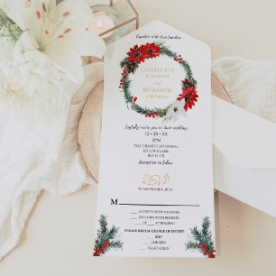 Invitation Tout En Un Simple classique Noël moderne Menu Mariage