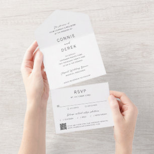 Invitation Tout En Un Simple code QR mariage moderne