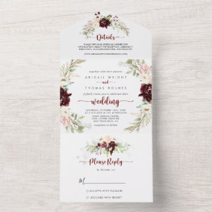 Invitation Tout En Un Simple couleur classique Mariage floral