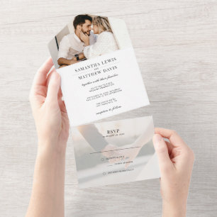 Invitation Tout En Un Simple Elegant Classique Mariage photo moderne