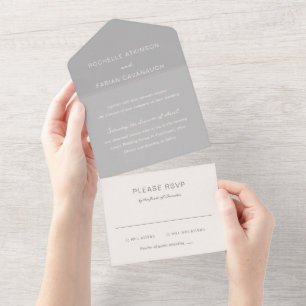 Invitation Tout En Un Simple Élégant Mariage Gris