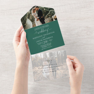Invitation Tout En Un Simple Emerald Green 2 photo Mariage RSVP