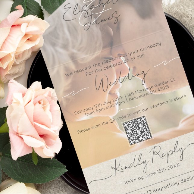 Invitation Tout En Un Simple Modern & Elegant Script Ajouter Mariage pho (Créateur téléchargé)