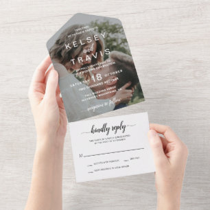 Invitation Tout En Un Simple Photo Elegant Mariage moderne