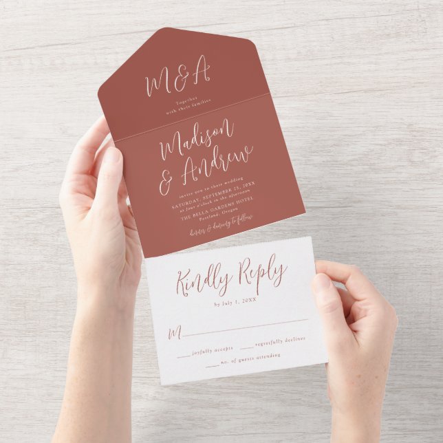 Invitation Tout En Un Simple Script Rust Mariage (Déchirure)