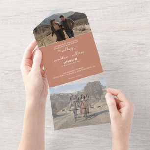 Invitation Tout En Un Simple Terracotta Boho Mariage photo tendance