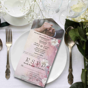 Invitation Tout En Un Site Web photo Mauve Grey Pink White Cherry Blosso