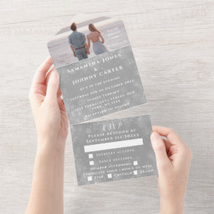 Invitation Tout En Un Snowflakes Snow Grey Winter Wonderland Mariage