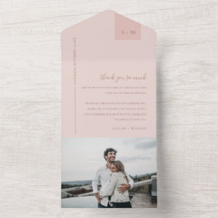 Invitation Tout En Un Soft Pastel Blush Dusky Mariage rose Merci