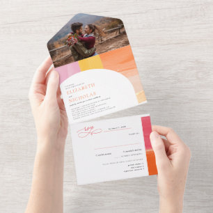 Invitation Tout En Un Soleil de Terracotta Mariage Boho