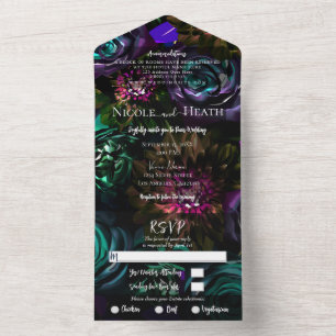 Invitation Tout En Un Sombre Merveilleux Glamour Floral Fleurs Mariage