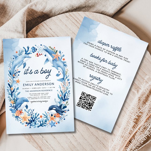 Invitation Tout en un sous la mer C'est un Baby shower garçon (Créateur téléchargé)