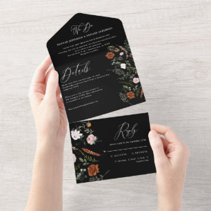Invitation Tout En Un stag rouille terre cuite florale rustique élégant