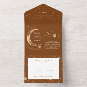 Invitation Tout En Un Stars de lune mystique céleste Halo Mariage