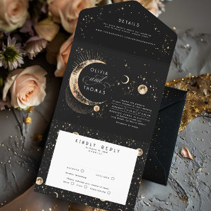 Invitation Tout En Un Stars de lune mystique céleste Halo Mariage