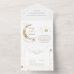 Invitation Tout En Un Stars de lune mystique céleste Halo Mariage