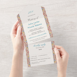 Invitation Tout En Un Style géométrique Étincelles Mariage métallique en