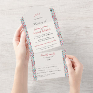 Invitation Tout En Un Style géométrique Étincelles Mariage métallique en
