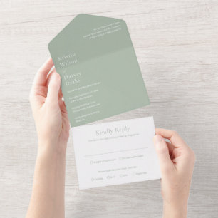 Invitation Tout En Un Style Sage Green Mariage moderne