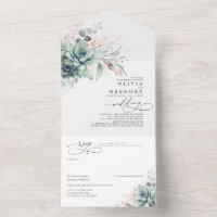 Succulents Verdure et Rose Or Feuille Mariage