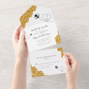 Invitation Tout En Un Sucré comme le Baby shower Can Bee
