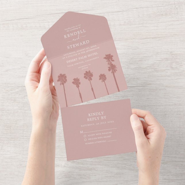 Invitation Tout En Un Suite Mariage Romance Palm Tree (Déchirure)