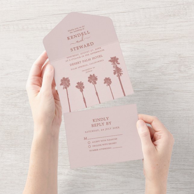 Invitation Tout En Un Suite Mariage Romance Palm Tree (Déchirure)