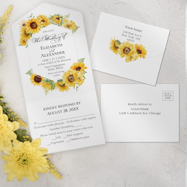 Invitation Tout En Un Sunflower Géométrique Automne Mariage photo Automn (Créateur téléchargé)