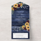 Sunflowers Rose Russe Marine Blue Wood Mariage
