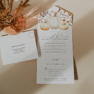 Invitation Tout En Un SURPRISE FÊTE 65e anniversaire Citrouille congé d'