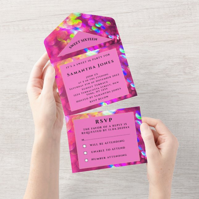 Invitation Tout En Un Sweet sixteen Parties scintillant brillant Fille r (Déchirure)