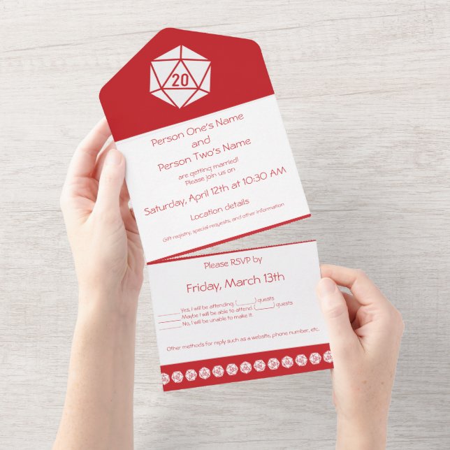 Invitation Tout En Un Tabletop Chic en cerise (Déchirure)