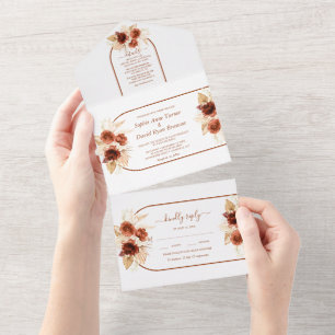 Invitation Tout En Un Terracotta Arch Pampas Grass Mariage Floral