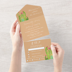 Invitation Tout En Un Terracotta Cactus Désert Mexique Arizona Mariage