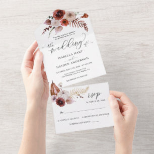 Invitation Tout En Un Terracotta Fall Citrouilles Boho Détails Mariage R