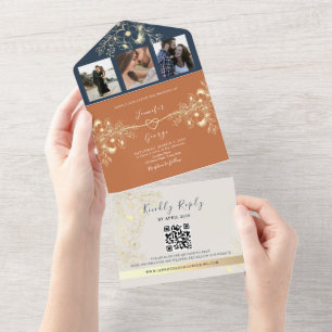 Invitation Tout En Un Terracotta Photos QR Code Mariage