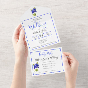Invitation Tout En Un Texas Bluebonnet Flowers, Mariage moderne