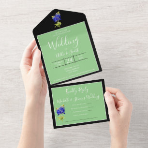 Invitation Tout En Un Texas Bluebonnets sur Sage, mariage du printemps