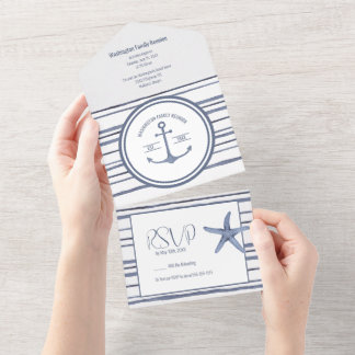 Invitation Tout En Un Thème de plage Reunion Family