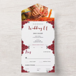 Invitation Tout En Un Thème Floral du Rose Mariage indien
