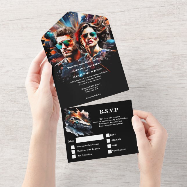 Invitation Tout En Un Thème poster film mariage action héros thriller (Déchirure)