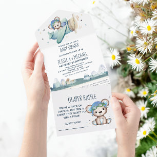 Invitation Tout En Un Tirage au sort de couches pour avion en peluche et