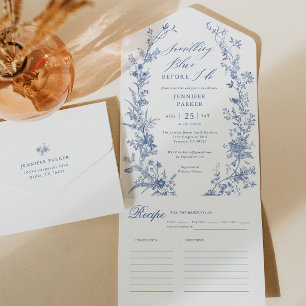 Invitation Tout En Un Toile Quelque chose Fête des mariées bleue