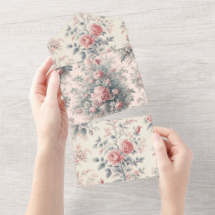 Invitation Tout En Un Toile victorienne Floral rose français