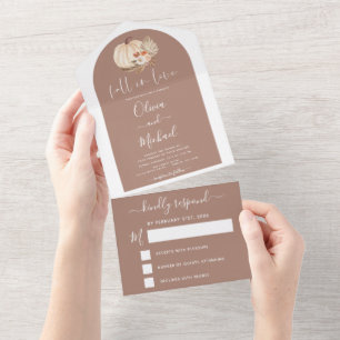 Invitation Tout En Un Tomber dans l'amour Citrouilles Mariages Boho Terr