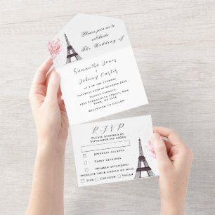 Invitation Tout En Un Tour Eiffel Romantique Paris Rustique Mariage mode