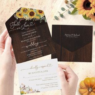Invitation Tout En Un Tournesol de mariage de citrouille de coup de foud